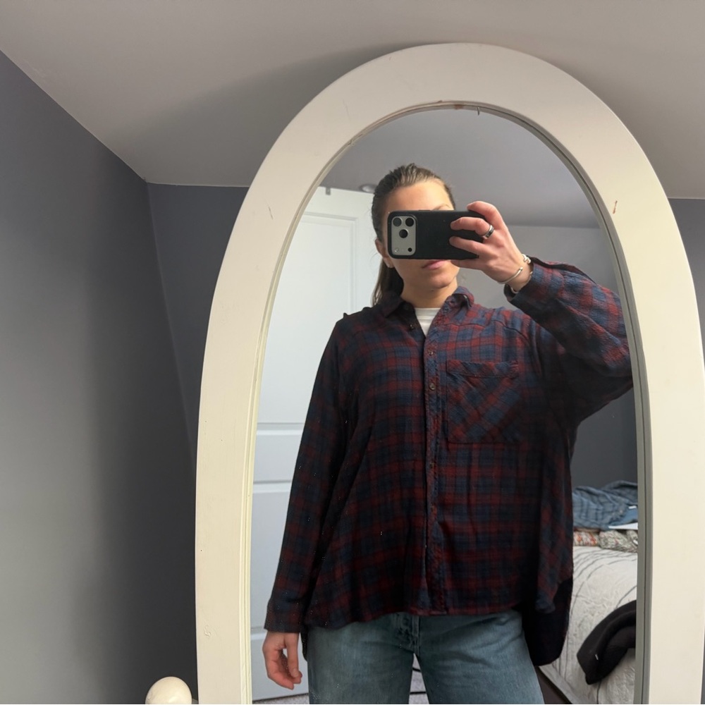 Urban Outfitters Red and Blue Plaid Button Down Shirt
